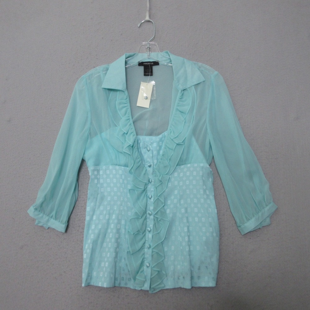 Arden B Top Women Small Silk Coquette Fairy Y2K 90s Sheer Ruffle Vintage NWT